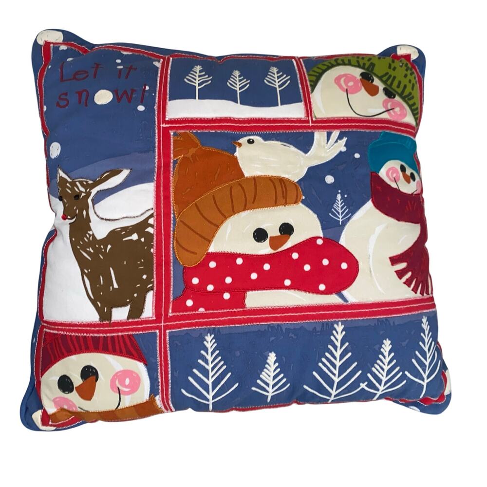 18.5" W x 17.5" H Snowman Decorative Christmas Pillow Holiday Festive
